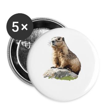 Murmeltiere Murmeltier - Buttons groß 56 mm (5er Pack) - Weiß - Vorne