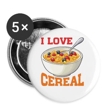I Love Cereal 15 - Buttons groß 56 mm (5er Pack) - Weiß - Vorne