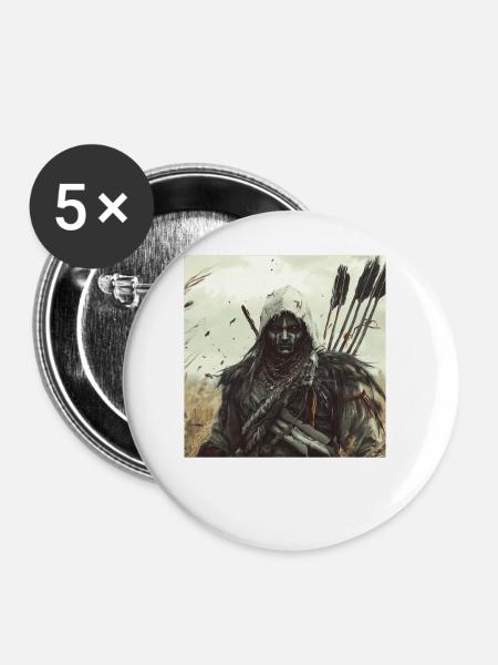 Indisch - Buttons groß 56 mm (5er Pack) - Weiß