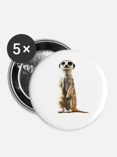 Meerkat Erdmännchen - Buttons groß 56 mm (5er Pack) - Weiß