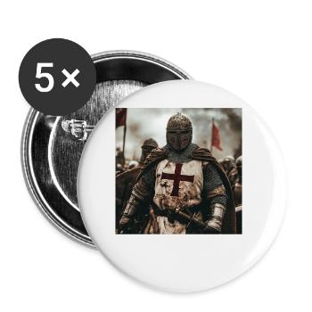 Soldat Krieger - Buttons groß 56 mm (5er Pack) - Weiß - Vorne