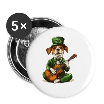 Hund - Buttons groß 56 mm (5er Pack) - Weiß - Vorne