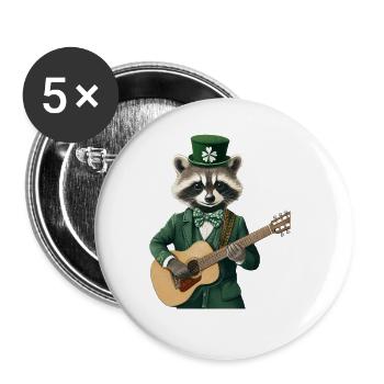 Waschbär - Buttons groß 56 mm (5er Pack) - Weiß - Vorne