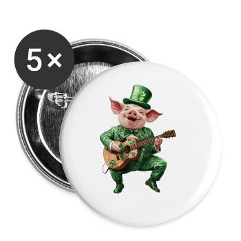 Schwein - Buttons groß 56 mm (5er Pack) - Weiß - Vorne