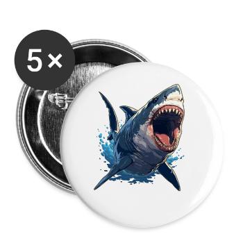 Great White Sharks Great White Shark - Buttons large 2.2''/56 mm (5-pack) - white - Front