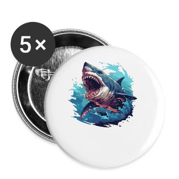Great White Sharks Great White Shark - Buttons large 2.2''/56 mm (5-pack) - white - Front