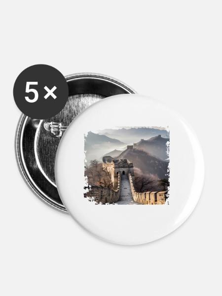 Große Mauer - Buttons groß 56 mm (5er Pack) - Weiß