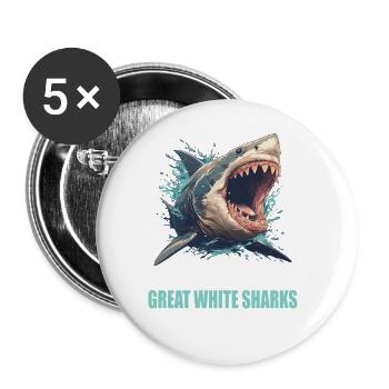 Great White Sharks Great White Shark - Buttons large 2.2''/56 mm (5-pack) - white - Front
