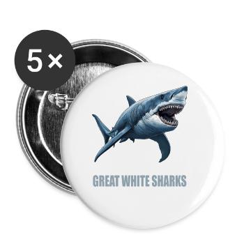 Great White Sharks Great White Shark - Buttons large 2.2''/56 mm (5-pack) - white - Front