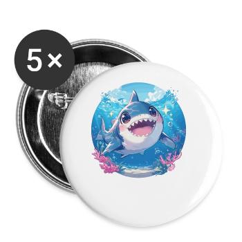 Sharks Shark - Buttons large 2.2''/56 mm (5-pack) - white - Front