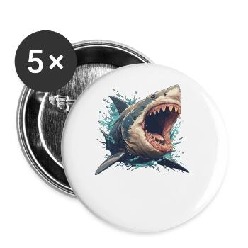 Sharks Shark - Buttons large 2.2''/56 mm (5-pack) - white - Front