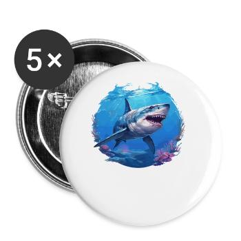 Sharks Shark - Buttons large 2.2''/56 mm (5-pack) - white - Front