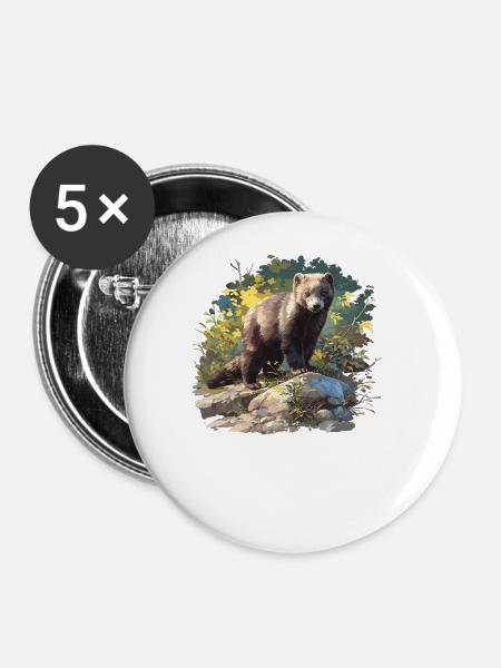 Nerze Nerz - Buttons groß 56 mm (5er Pack) - Weiß