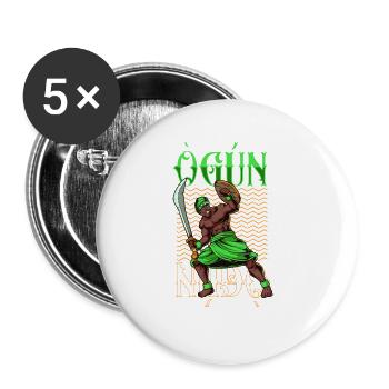Yoruba God - Ogun - Buttons large 2.2''/56 mm (5-pack) - white - Front