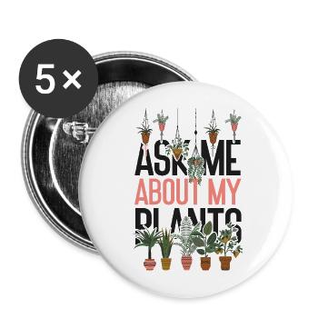 Plant Lover Gardening Demandez-moi à propos de - Lot de 5 grands badges (56 mm) - blanc - Devant