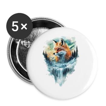Fuchs - Buttons groß 56 mm (5er Pack) - Weiß - Vorne