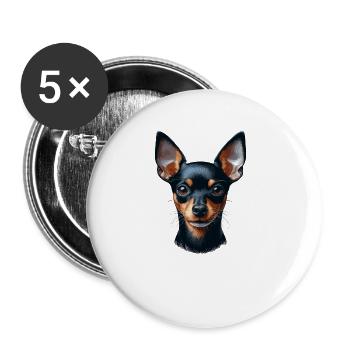 Dog Face - English Toy Terrier - Buttons large 2.2''/56 mm (5-pack) - white - Front