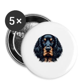 Visage de chien - Gordon Setter - Lot de 5 grands badges (56 mm) - blanc - Devant
