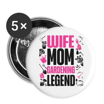 Plant Lover Gardening Wife Mom - Buttons large 2.2''/56 mm (5-pack) - white - Front