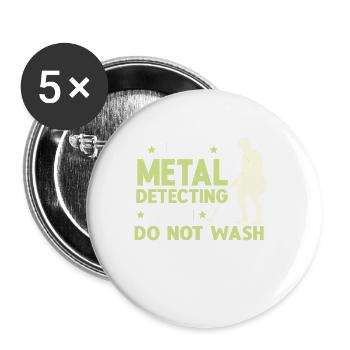 Metal Detector Shirt for Men Lucky Metal Detecting - Buttons large 2.2''/56 mm (5-pack) - white - Front