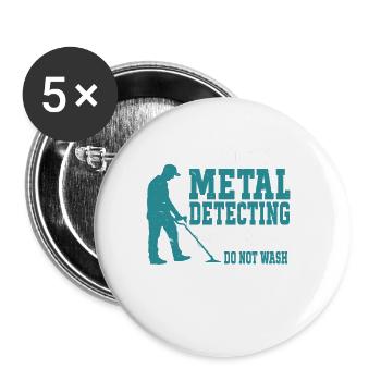 Metal Detector Shirt for Men Lucky Metal Detecting - Buttons large 2.2''/56 mm (5-pack) - white - Front