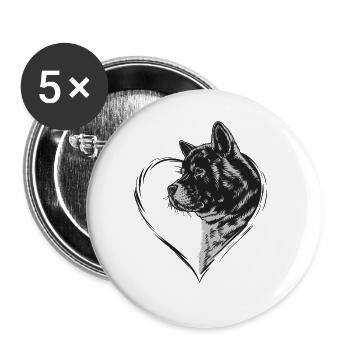 Akita - Buttons groß 56 mm (5er Pack) - Weiß - Vorne