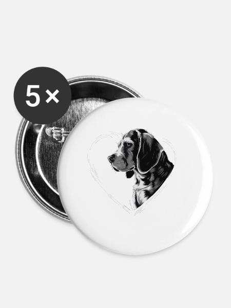 Beagle - Buttons groß 56 mm (5er Pack) - Weiß