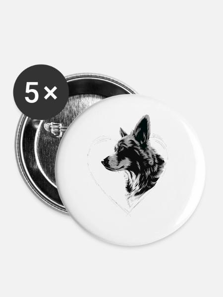 Corgi - Buttons groß 56 mm (5er Pack) - Weiß
