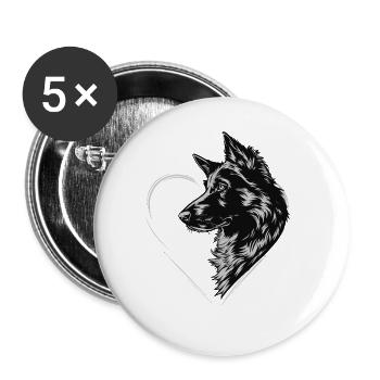 Deutscher Schäferhund - Buttons groß 56 mm (5er Pack) - Weiß - Vorne