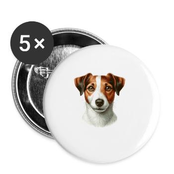 Visage de chien - Jack Russell Terrier - Lot de 5 grands badges (56 mm) - blanc - Devant