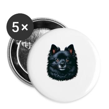 Hundegesicht - Schipperke - Buttons groß 56 mm (5er Pack) - Weiß - Vorne