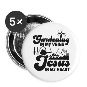 Amoureux des plantes Jardinage Jésus Foi - Lot de 5 grands badges (56 mm) - blanc - Devant