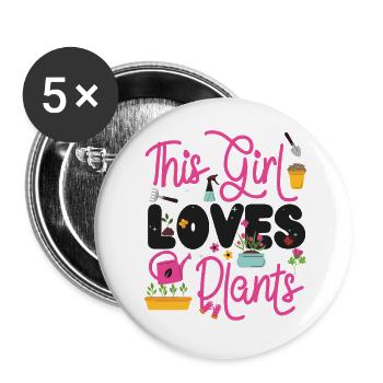 Amateur de plantes jardinière fille ceci - Lot de 5 grands badges (56 mm) - blanc - Devant