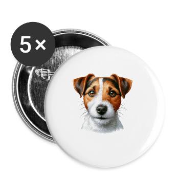 Visage de chien - Jack Russell Terrier - Lot de 5 grands badges (56 mm) - blanc - Devant