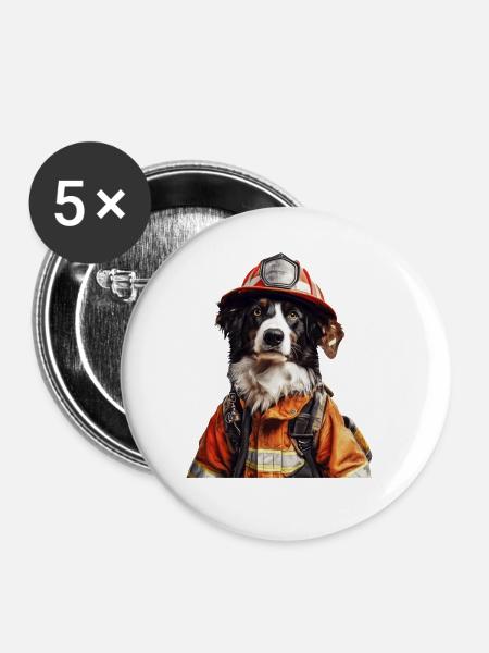 Hund - Buttons groß 56 mm (5er Pack) - Weiß