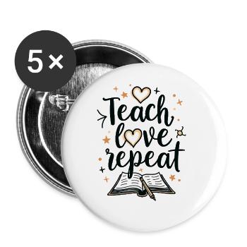 Teach Love Repeat – École de formation des formateurs d’enseignants - Lot de 5 grands badges (56 mm) - blanc - Devant