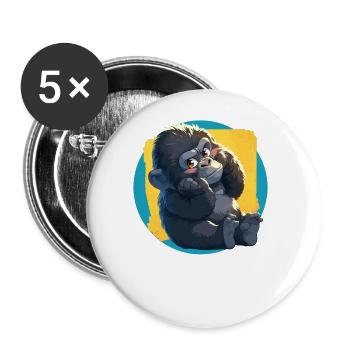 Mountain gorillas Mountain gorilla - Buttons large 2.2''/56 mm (5-pack) - white - Front