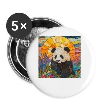 Panda - Buttons groß 56 mm (5er Pack) - Weiß - Vorne