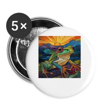 Frosch - Buttons groß 56 mm (5er Pack) - Weiß - Vorne