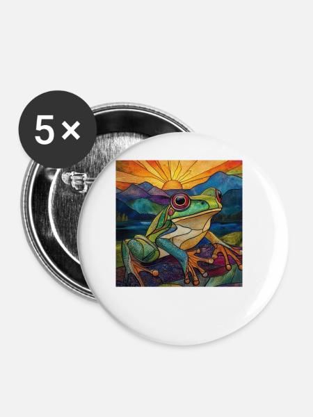 Frosch - Buttons groß 56 mm (5er Pack) - Weiß