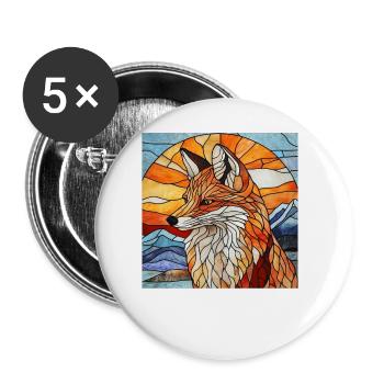 Fuchs - Buttons groß 56 mm (5er Pack) - Weiß - Vorne