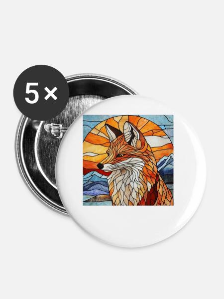 Fuchs - Buttons groß 56 mm (5er Pack) - Weiß