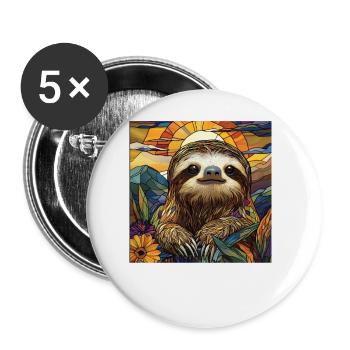 Faultier - Buttons groß 56 mm (5er Pack) - Weiß - Vorne