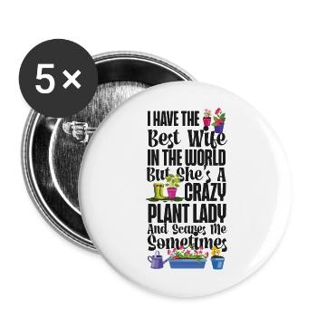 Amoureux des plantes Jardinage Femme Mari - Lot de 5 grands badges (56 mm) - blanc - Devant