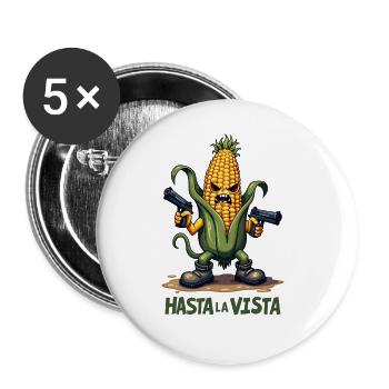Gangster Maïs Hasta La Vista – Maïs en épi Gangster - Lot de 5 grands badges (56 mm) - blanc - Devant