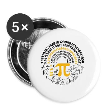 Pi Day Math Lover Numbers - Buttons large 2.2''/56 mm (5-pack) - white - Front
