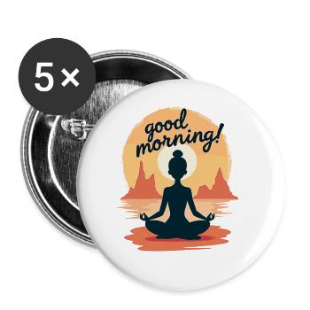 Good Morning Yoga Meditation Design Morning Rituals - Buttons large 2.2''/56 mm (5-pack) - white - Front