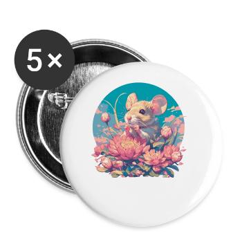 Mäuse Maus - Buttons groß 56 mm (5er Pack) - Weiß - Vorne