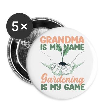 Amoureux des plantes Jardinage Mamie - Lot de 5 grands badges (56 mm) - blanc - Devant