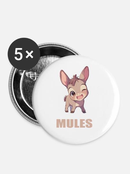 Maultiere Maultier - Buttons groß 56 mm (5er Pack) - Weiß